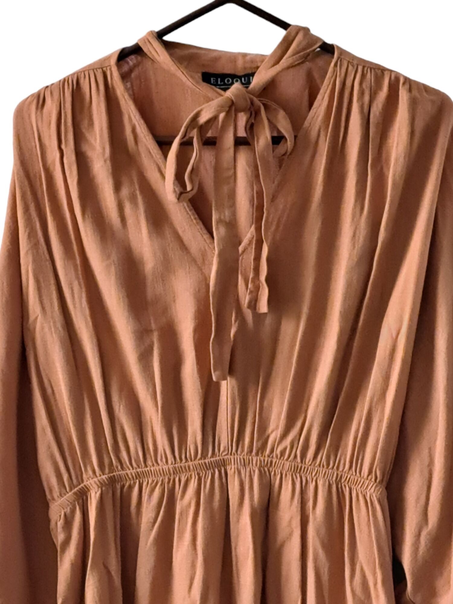 Eloquii Kimono Sleeve Tie Neck Dress - /Orange - 14