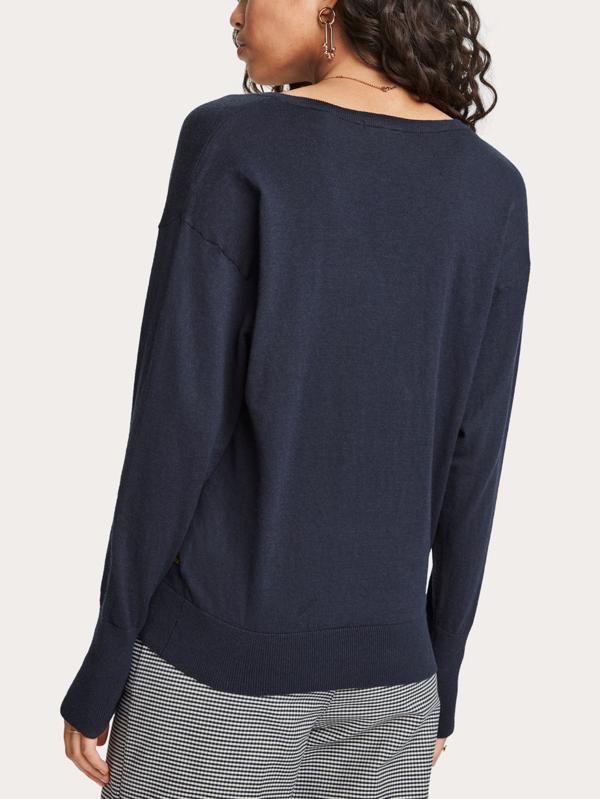 Scotch & Soda Navy Blue V-neck Sweater