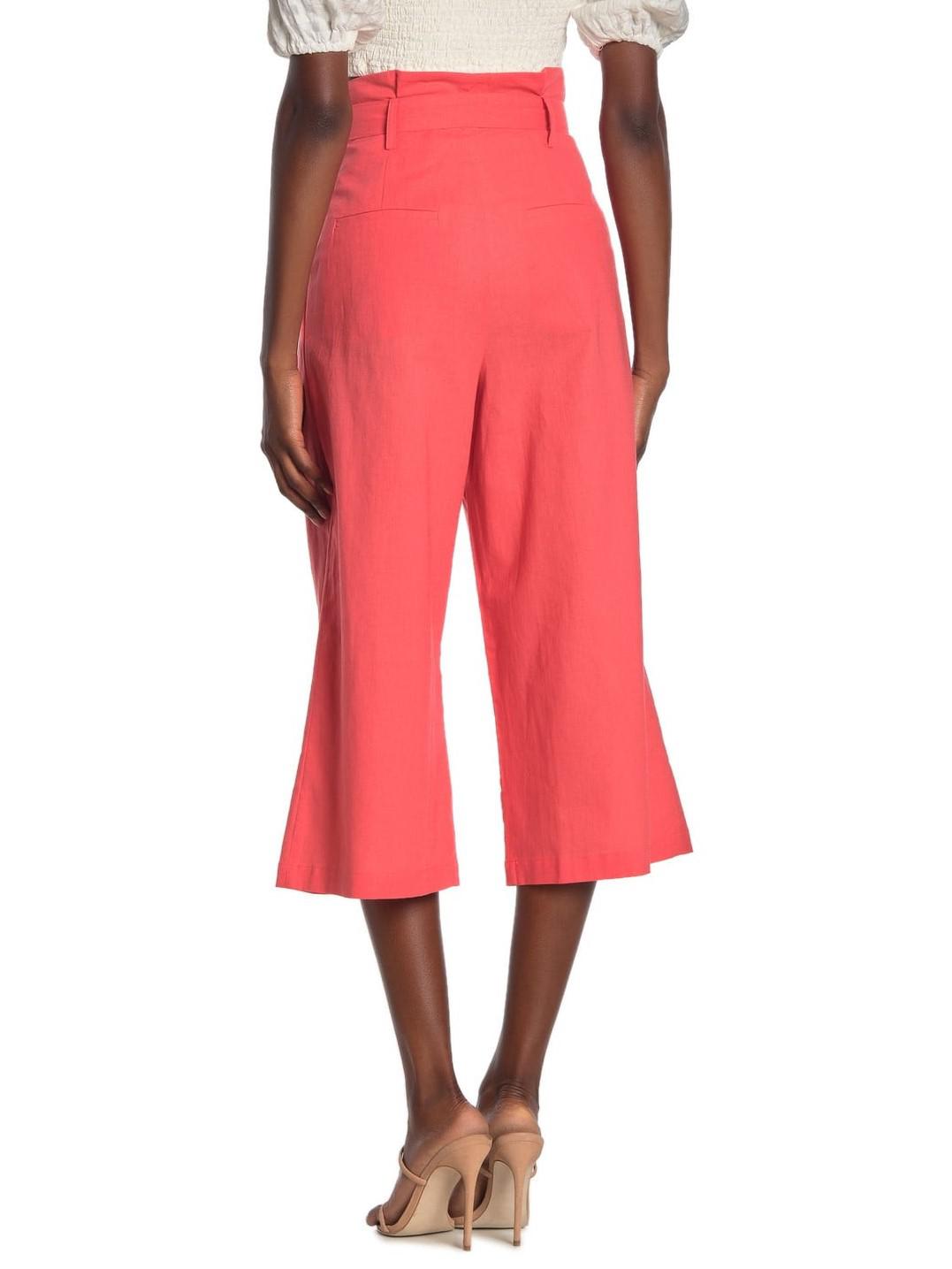 LPA Wide Crop Leg Paperbag Pants - /Pink - M