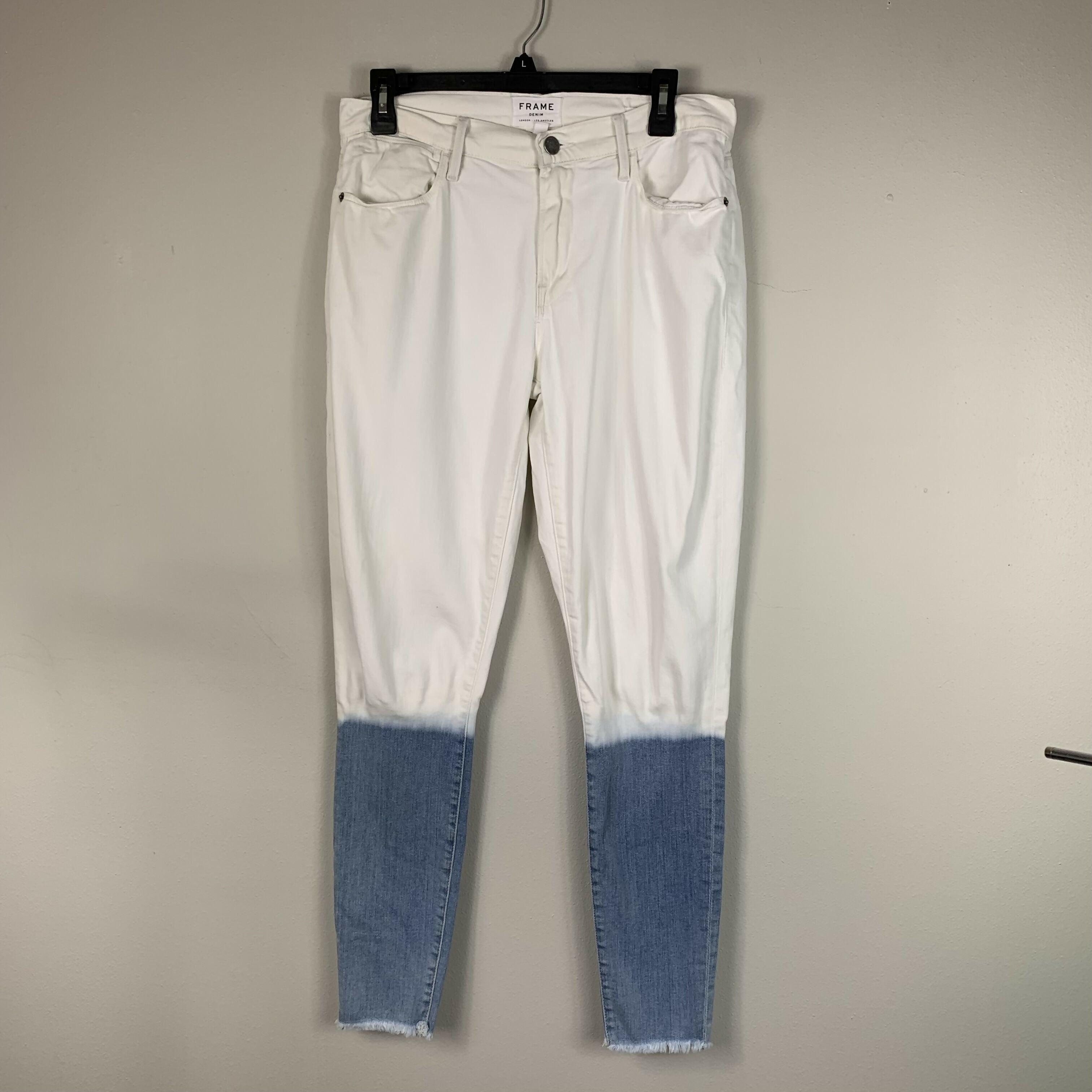 FRAME Le High Skinny Dip Dye Jeans - /White Multi - 27