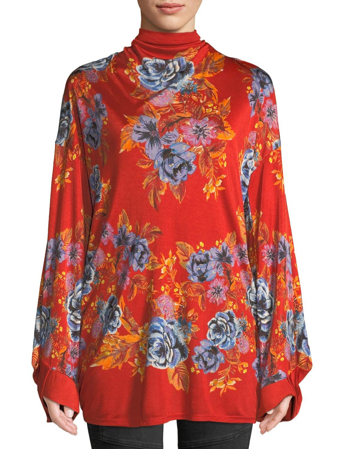 Free People Long Sleeve Tie-Back Floral Dress