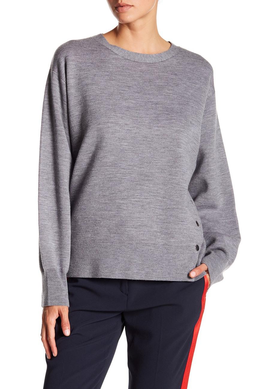 Rag & Bone Long Sleeve Side-Button Merino Wool Sweater