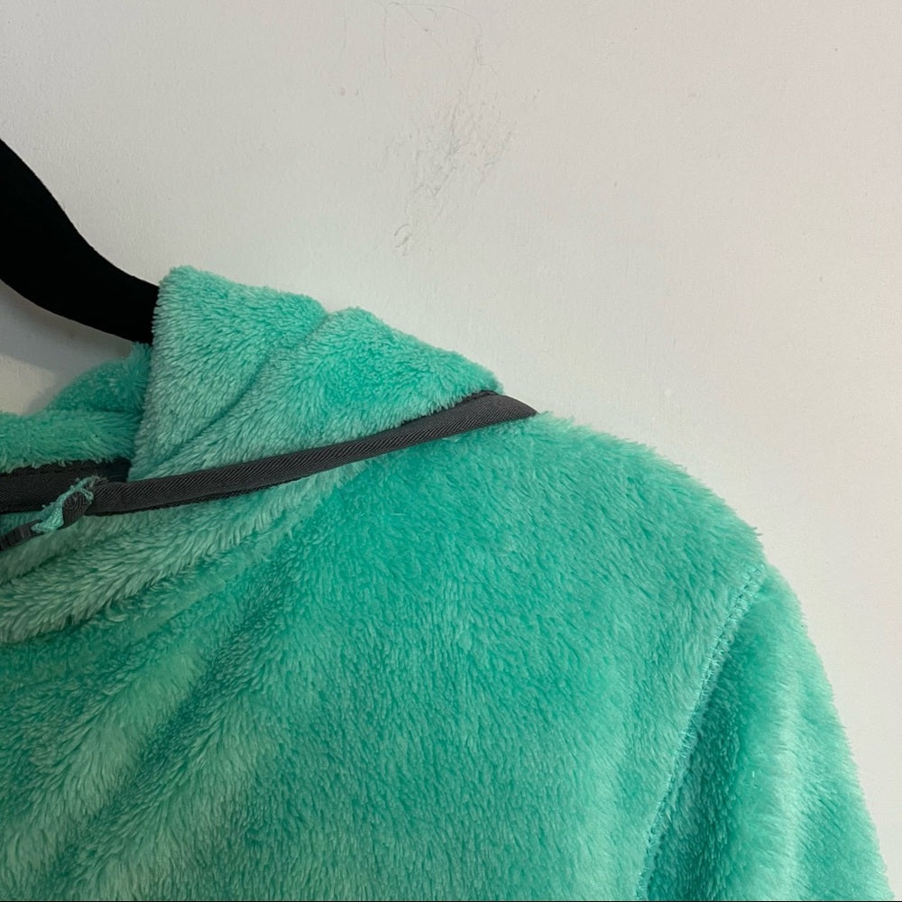 SO | Mint Green & Gray Faux Fur & Fleece Lined Full-Zip Jacket with Hood Size L
