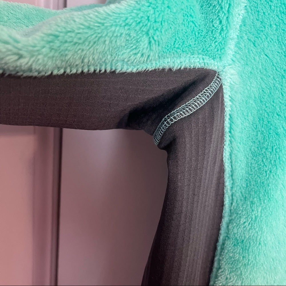 SO | Mint Green & Gray Faux Fur & Fleece Lined Full-Zip Jacket with Hood Size L