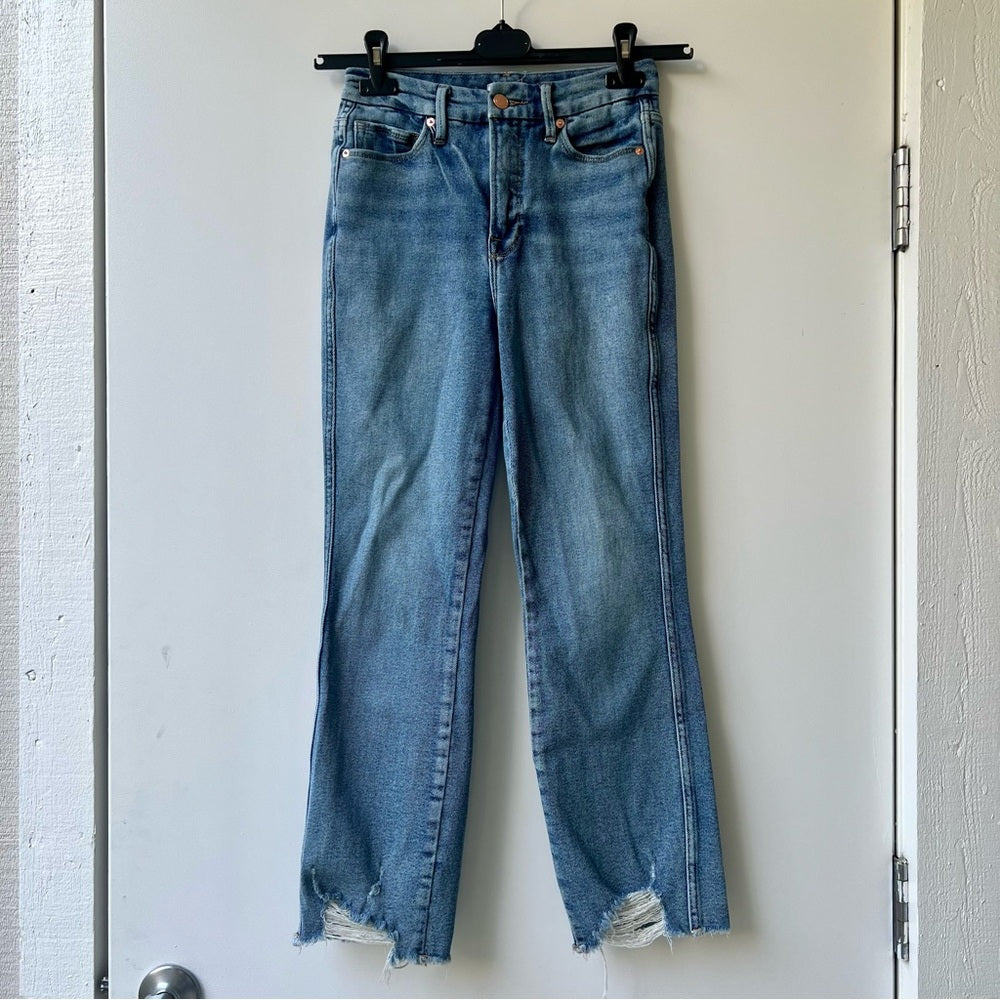 Good American Good Curve Straight Jeans - Light Blue Wash - Size 2 W26