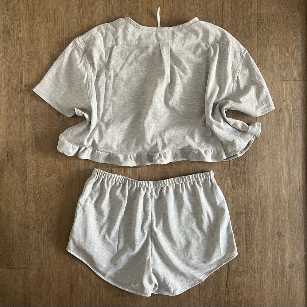 Reworked Ralph Lauren Two-Piece Set - Top and Shorts - Gray - Size S