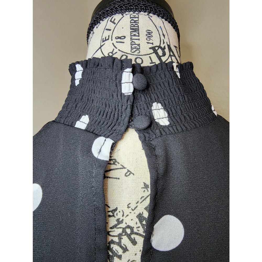 New York and Company Blouse Black White Polka Dot Size M