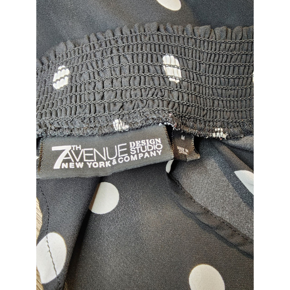 New York and Company Blouse Black White Polka Dot Size M