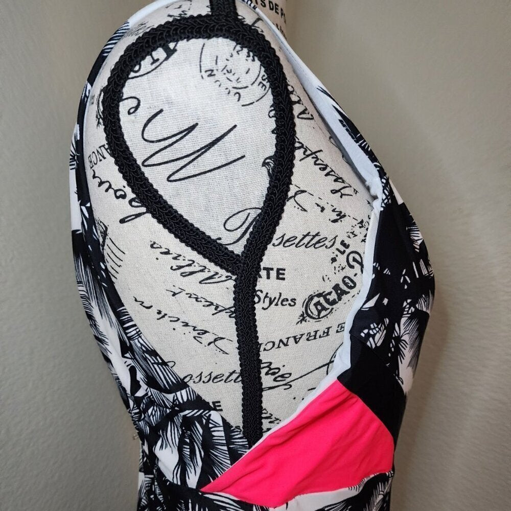 Fabletics Black Tropical Print Swimsuit Size M