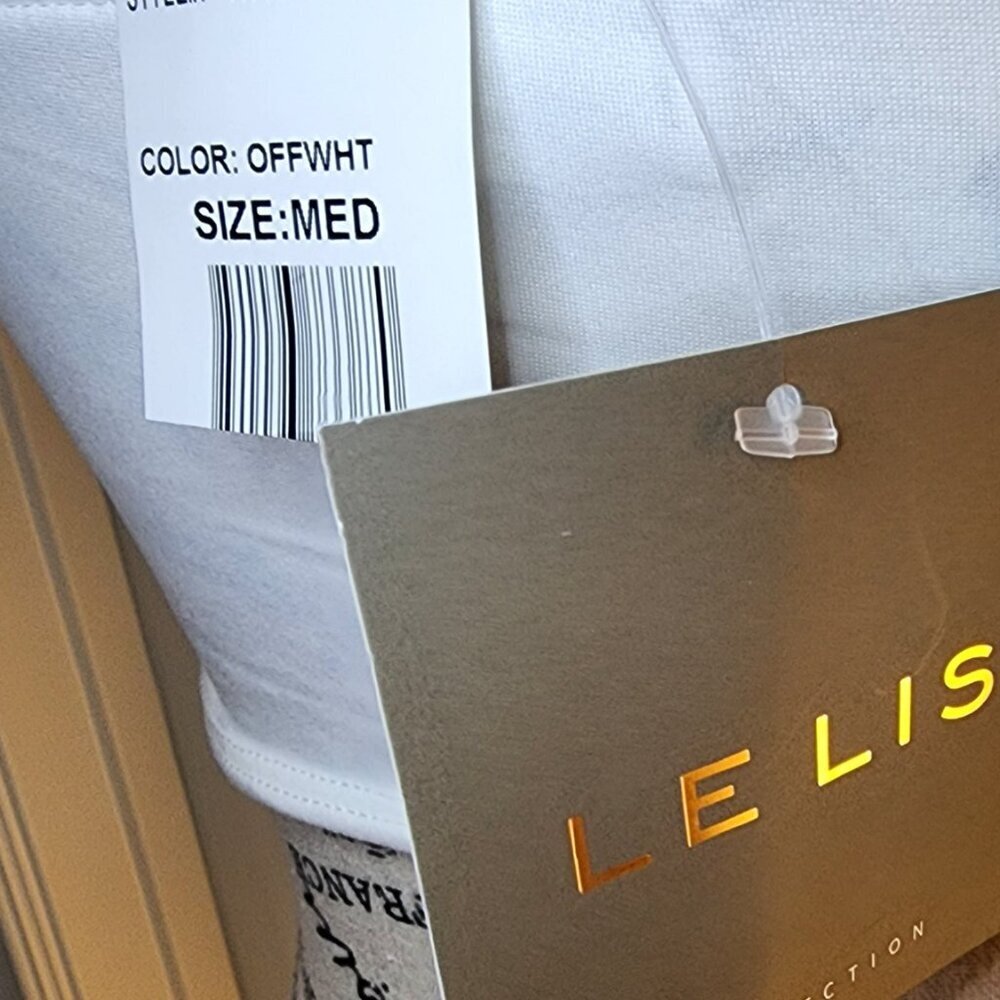 Le Lis Off-White Ruched Short Cropped Top Size M