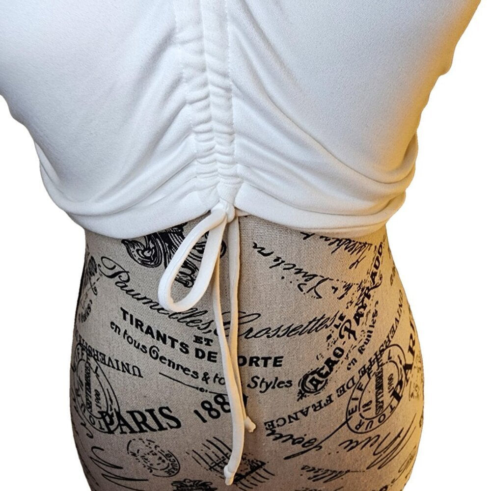 Le Lis Off-White Ruched Short Cropped Top Size M