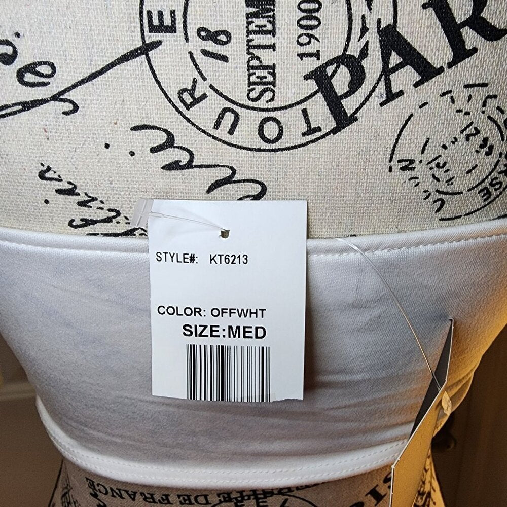 Le Lis Off-White Ruched Short Cropped Top Size M