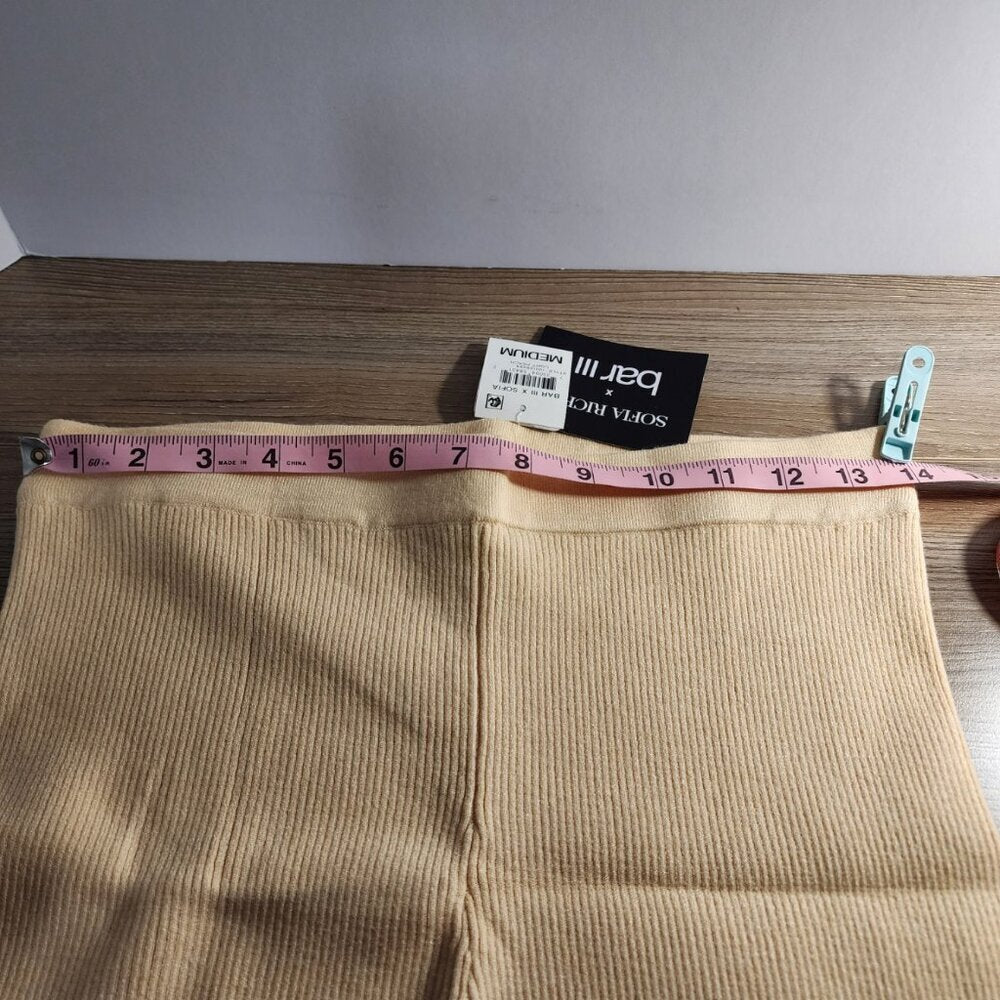 Bar III Ribbed Pull on Casual Shorts Light Peach Size M