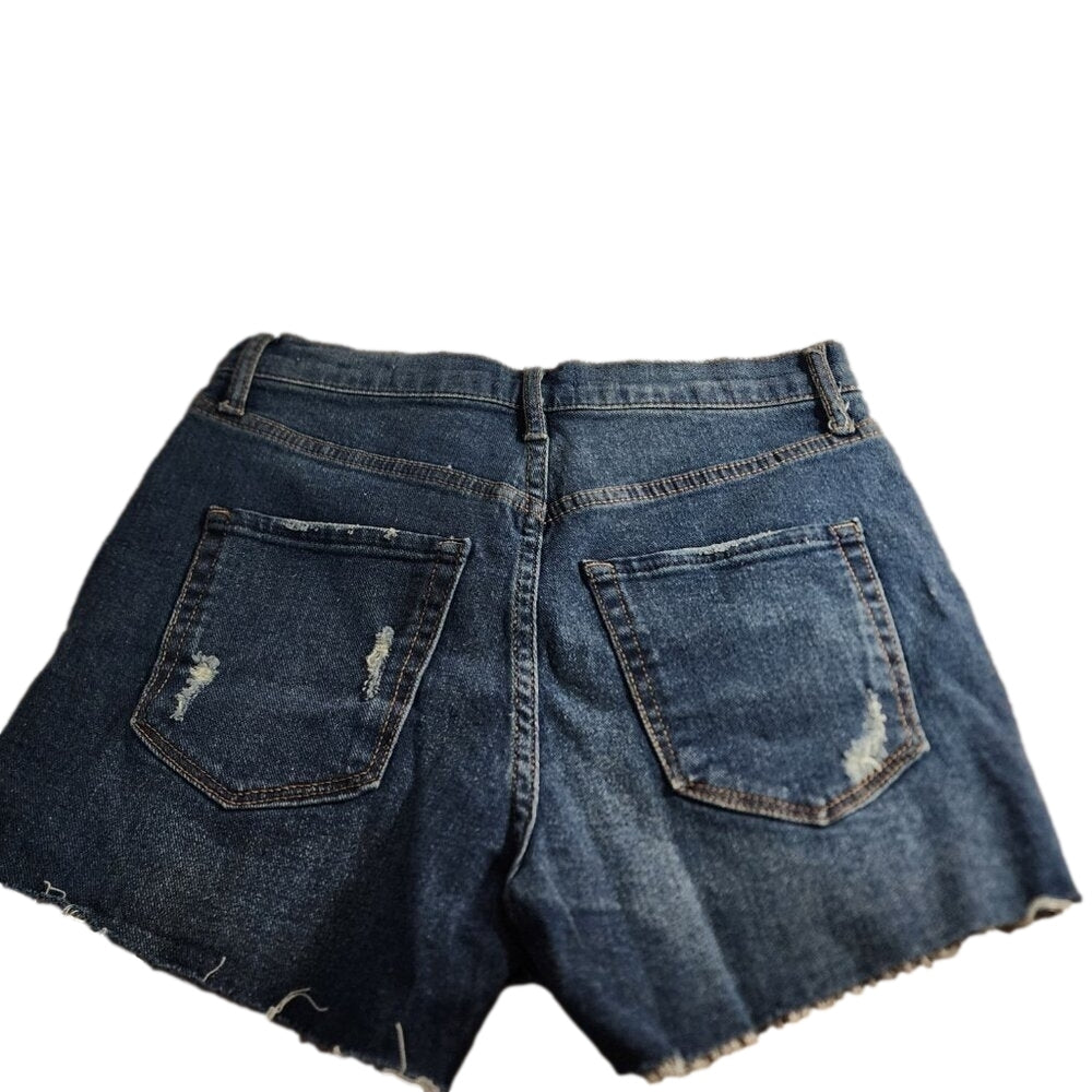 JS Infinite Distressed High Waist Rebel Denim Shorts Size 25