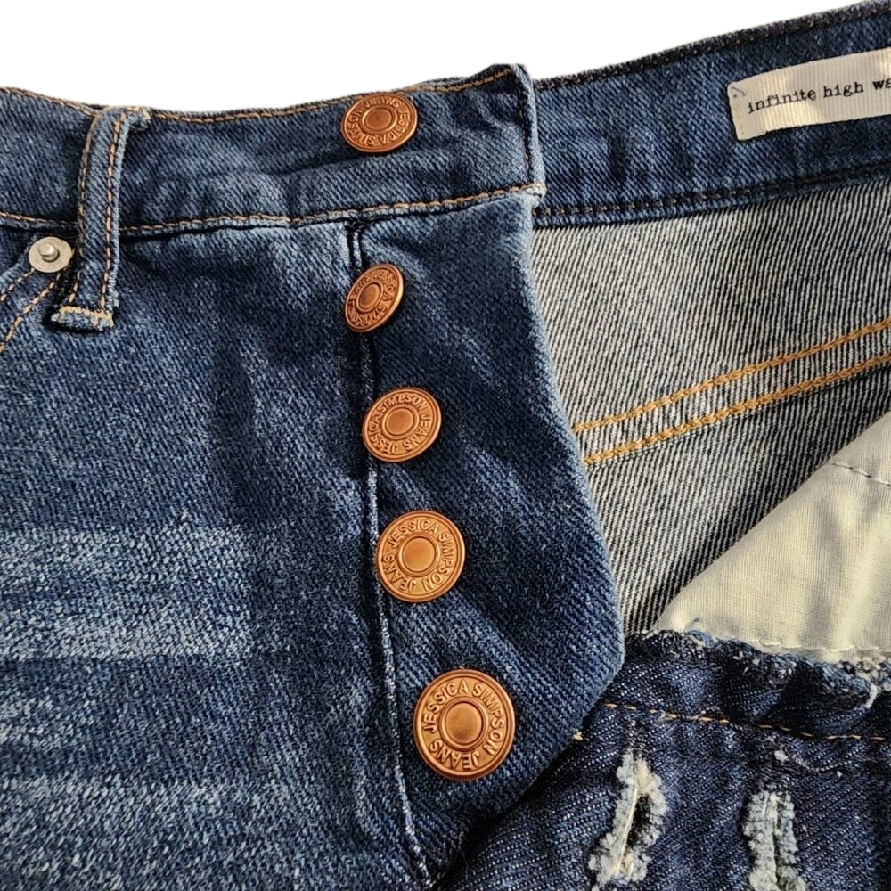 JS Infinite Distressed High Waist Rebel Denim Shorts Size 25