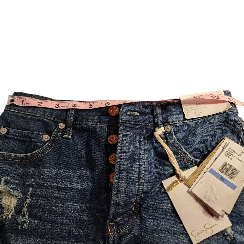 JS Infinite Distressed High Waist Rebel Denim Shorts Size 25