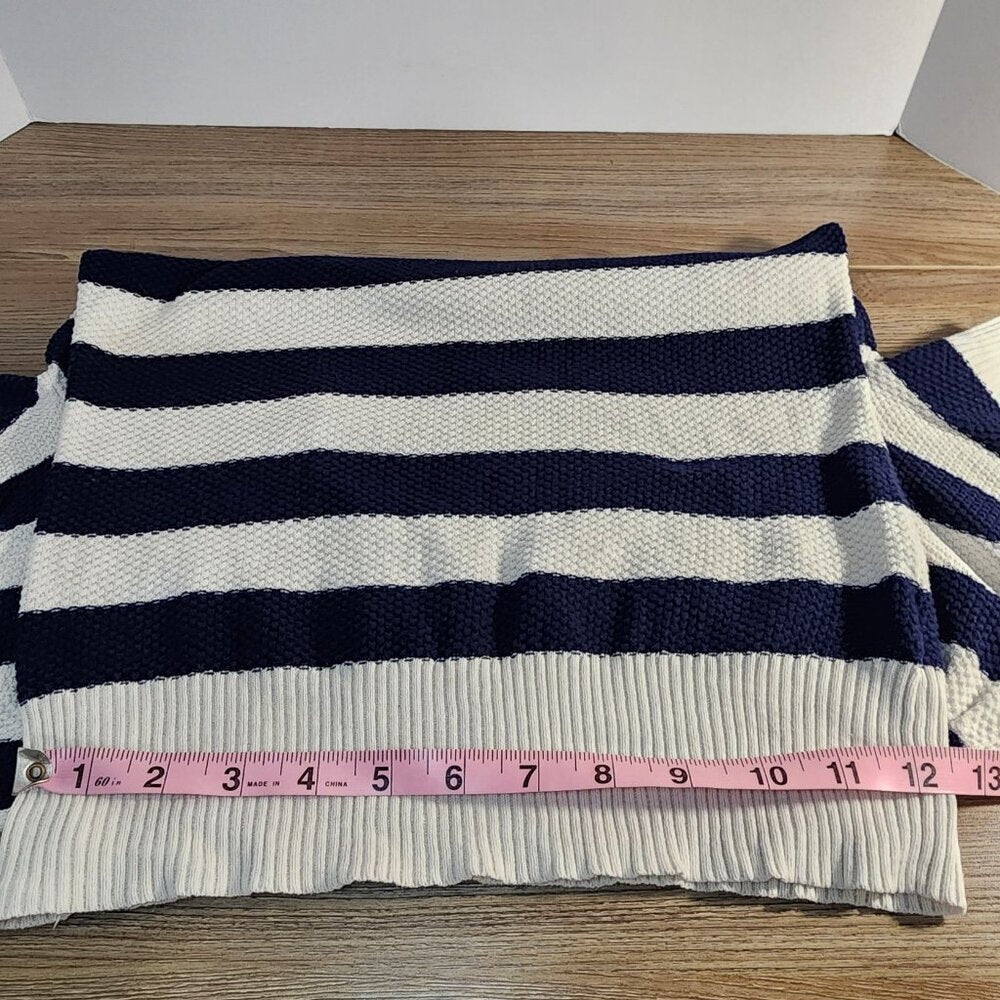 Forever21 Blue & White Short Sleeve Striped Sweater Size M