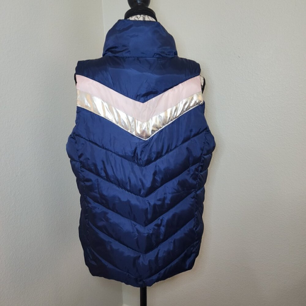 SO Puffer Vest Blue Pink and Silver Chevron Size M