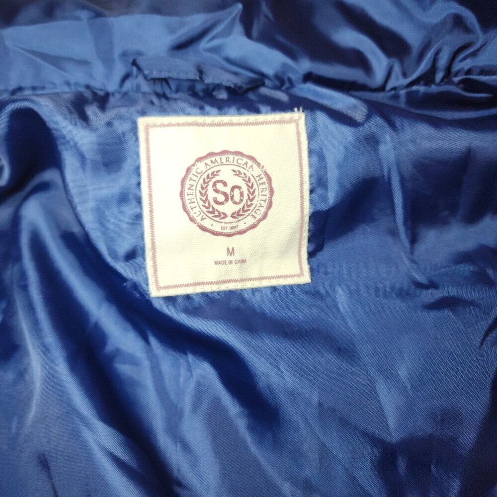 SO Puffer Vest Blue Pink and Silver Chevron Size M