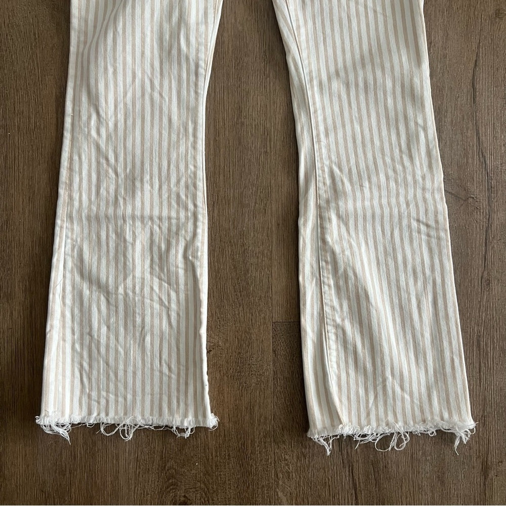 Abercrombie & Fitch High Rise Ankle Flare Jeans - White Tan Striped - Size 2/26L