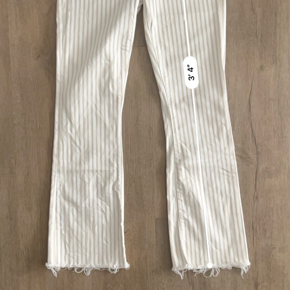 Abercrombie & Fitch High Rise Ankle Flare Jeans - White Tan Striped - Size 2/26L