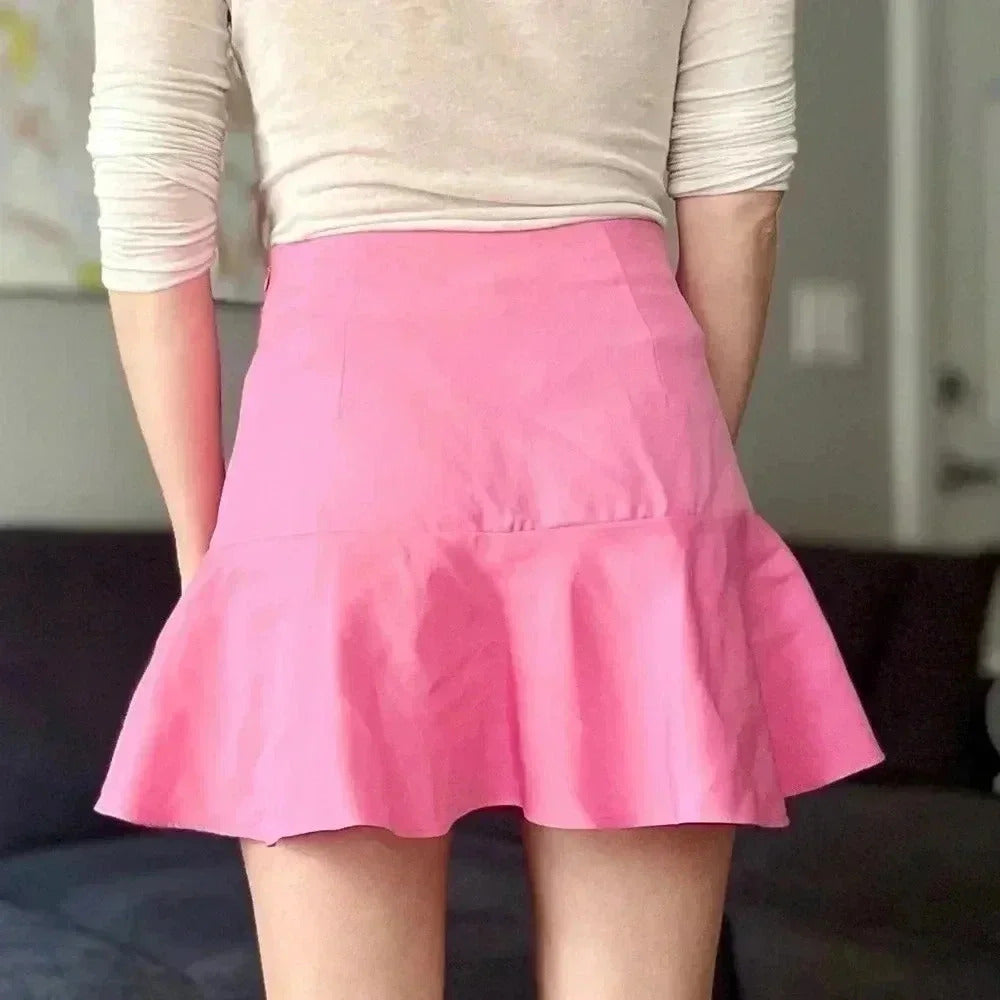 Zara Bow Trim Flare Skort - Barbie Pink - Size S