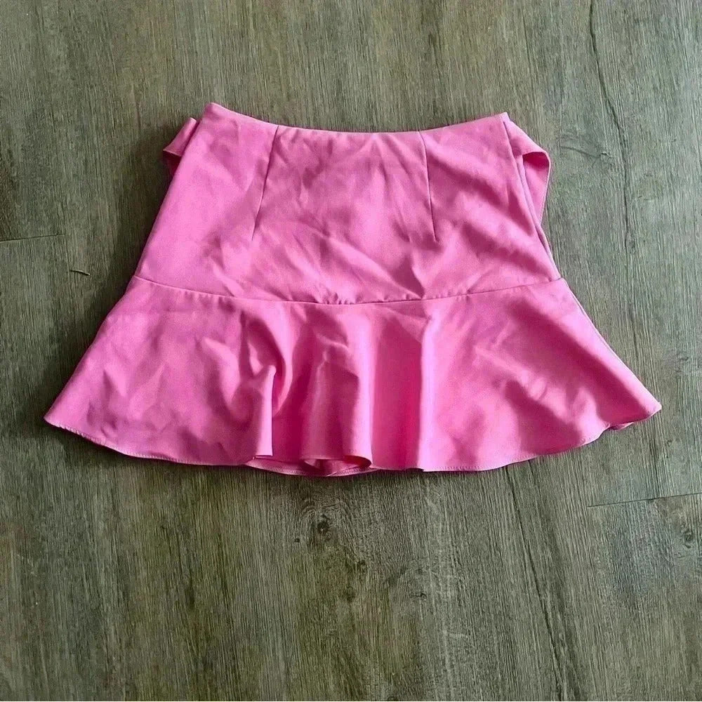 Zara Bow Trim Flare Skort - Barbie Pink - Size S