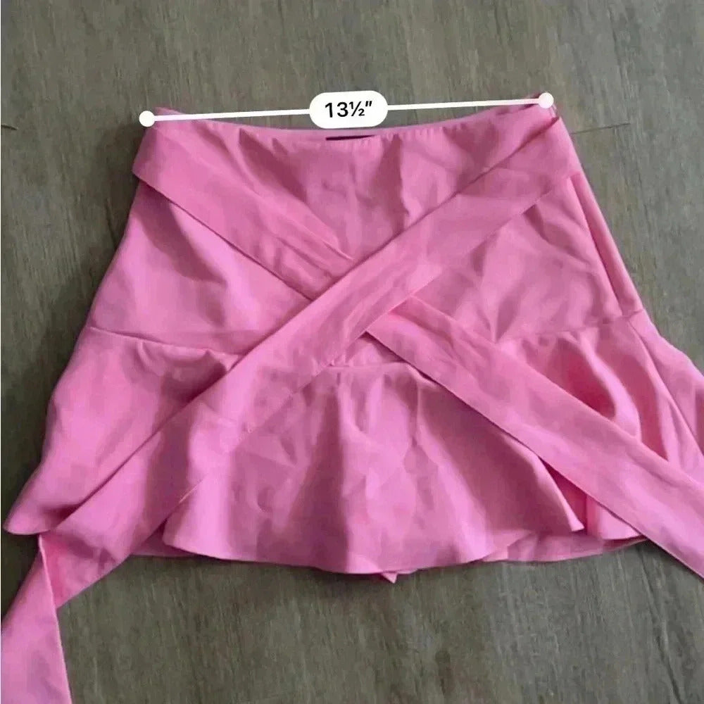 Zara Bow Trim Flare Skort - Barbie Pink - Size S