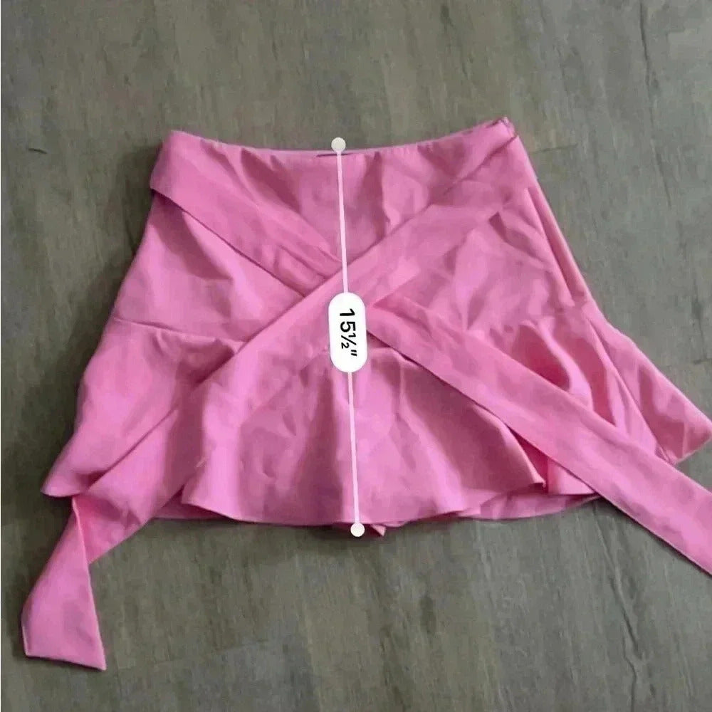 Zara Bow Trim Flare Skort - Barbie Pink - Size S