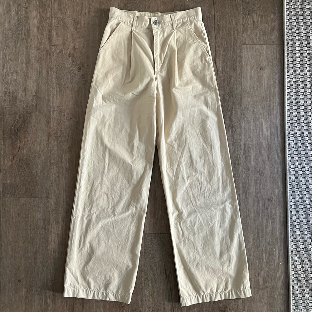 Levi’s Premium 100% Cotton High Loose Pleated Pants - Cream Beige - Size 25