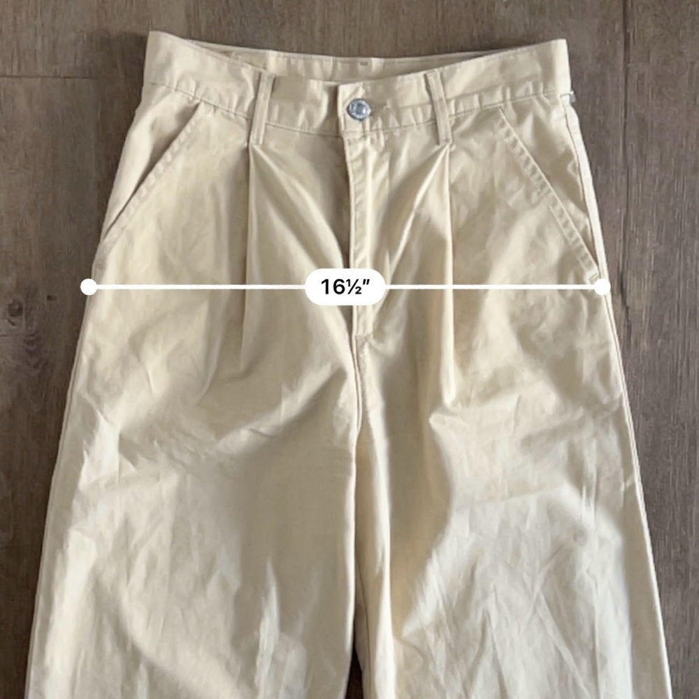 Levi’s Premium 100% Cotton High Loose Pleated Pants - Cream Beige - Size 25