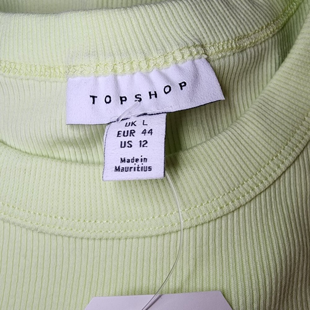 Topshop Rib Stretch Cotton Crop Tank Light Green Size L