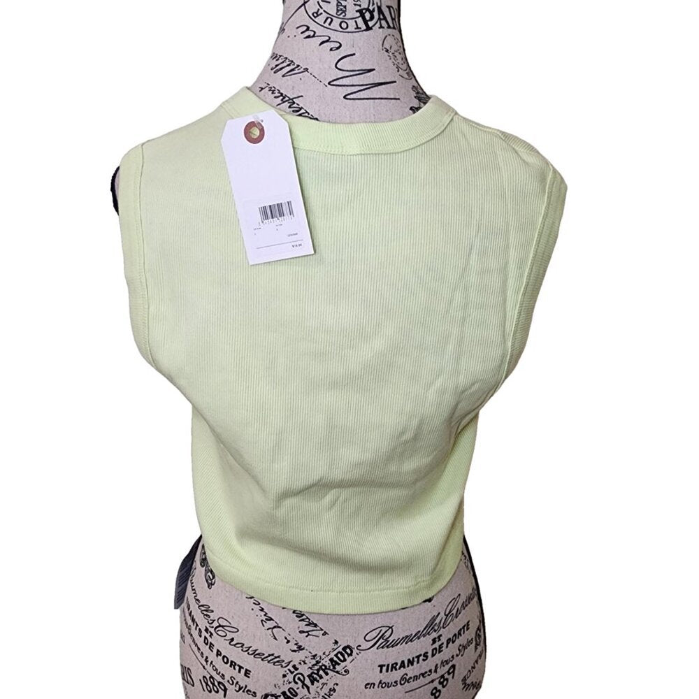 Topshop Rib Stretch Cotton Crop Tank Light Green Size L