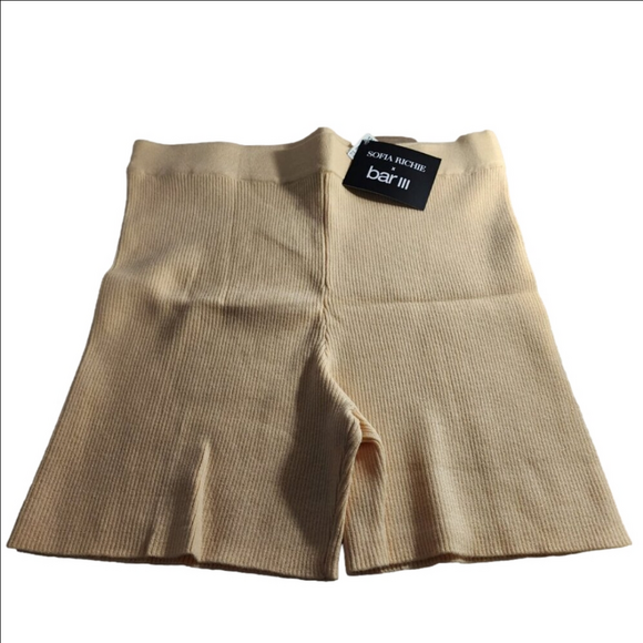 Bar III Ribbed Pull on Casual Shorts Light Peach Size M