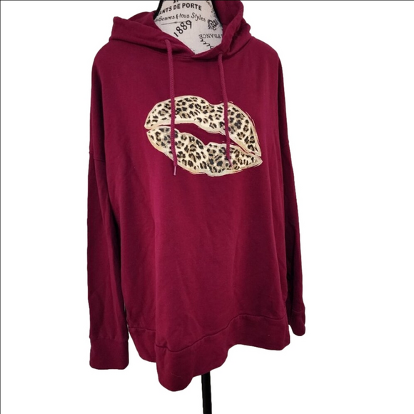 New York and Company Leopard Print Hoodie Size L