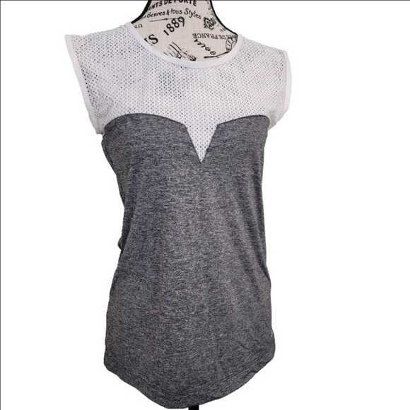 Lorna Jane Grey & White Singlet Tank Size M