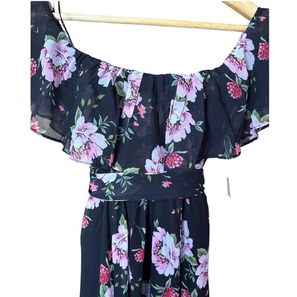 Yumi Kim Anthropologie Chantal Black Floral Maternity Midi Dress NWT