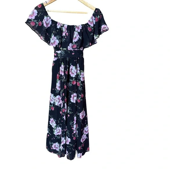 Yumi Kim Anthropologie Chantal Black Floral Maternity Midi Dress NWT