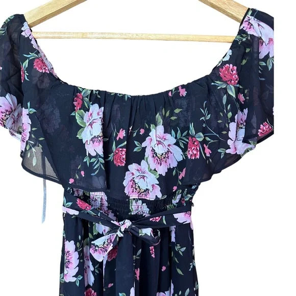 Yumi Kim Anthropologie Chantal Black Floral Maternity Midi Dress NWT