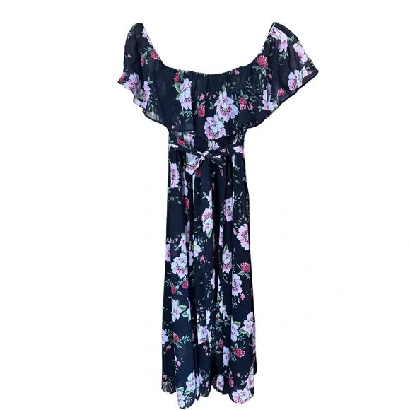 Yumi Kim Anthropologie Chantal Black Floral Maternity Midi Dress NWT