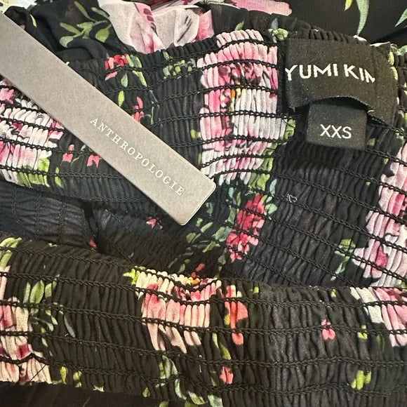 Yumi Kim Anthropologie Chantal Black Floral Maternity Midi Dress NWT