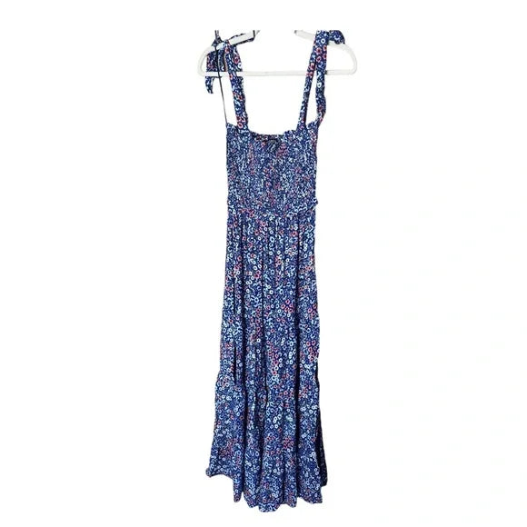 Yumi Kim Laurel Floral Maxi Dress Smocked Top Blossom Navy Blue Small NWT
