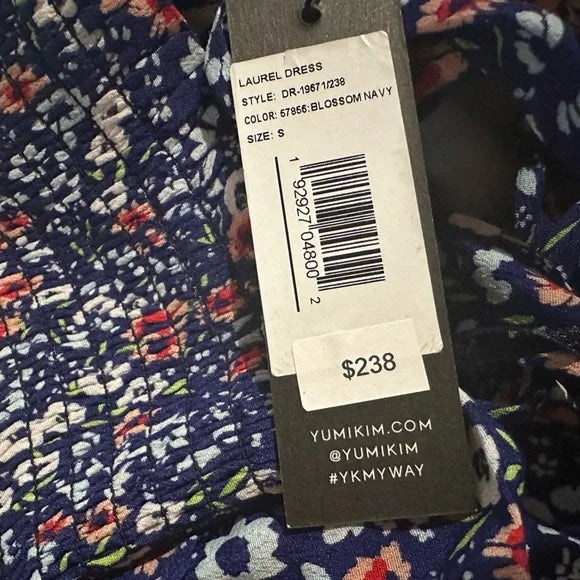 Yumi Kim Laurel Floral Maxi Dress Smocked Top Blossom Navy Blue Small NWT
