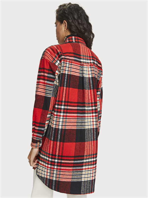 Scotch & Soda Oversized Brushed Cotton Button-Down Shirt - Plaid - Red Multi/0221