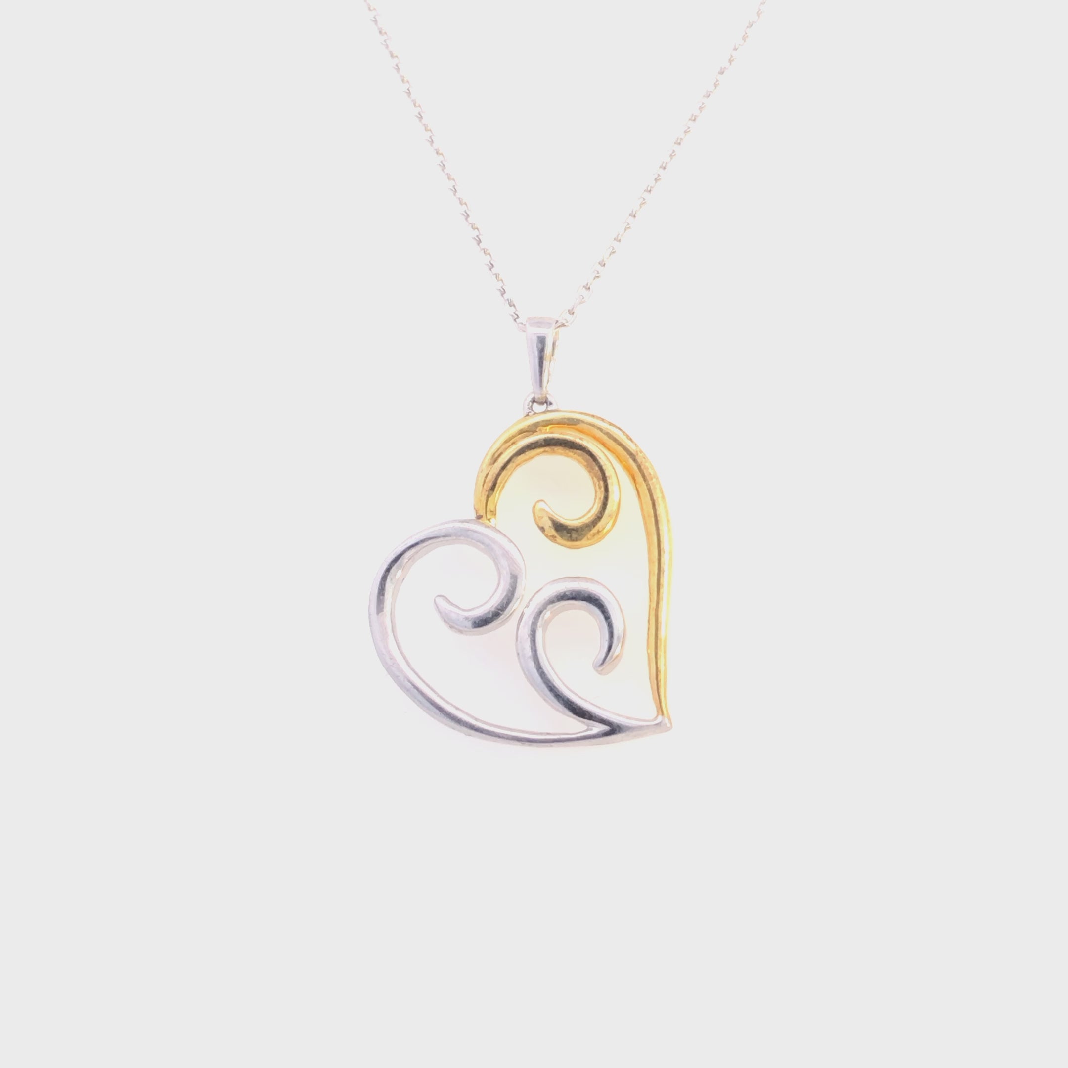 Haus of Brilliance 10K Yellow Gold Over .925 Sterling Silver Open Heart with Swirls 18" Box Chain Pendant Necklace