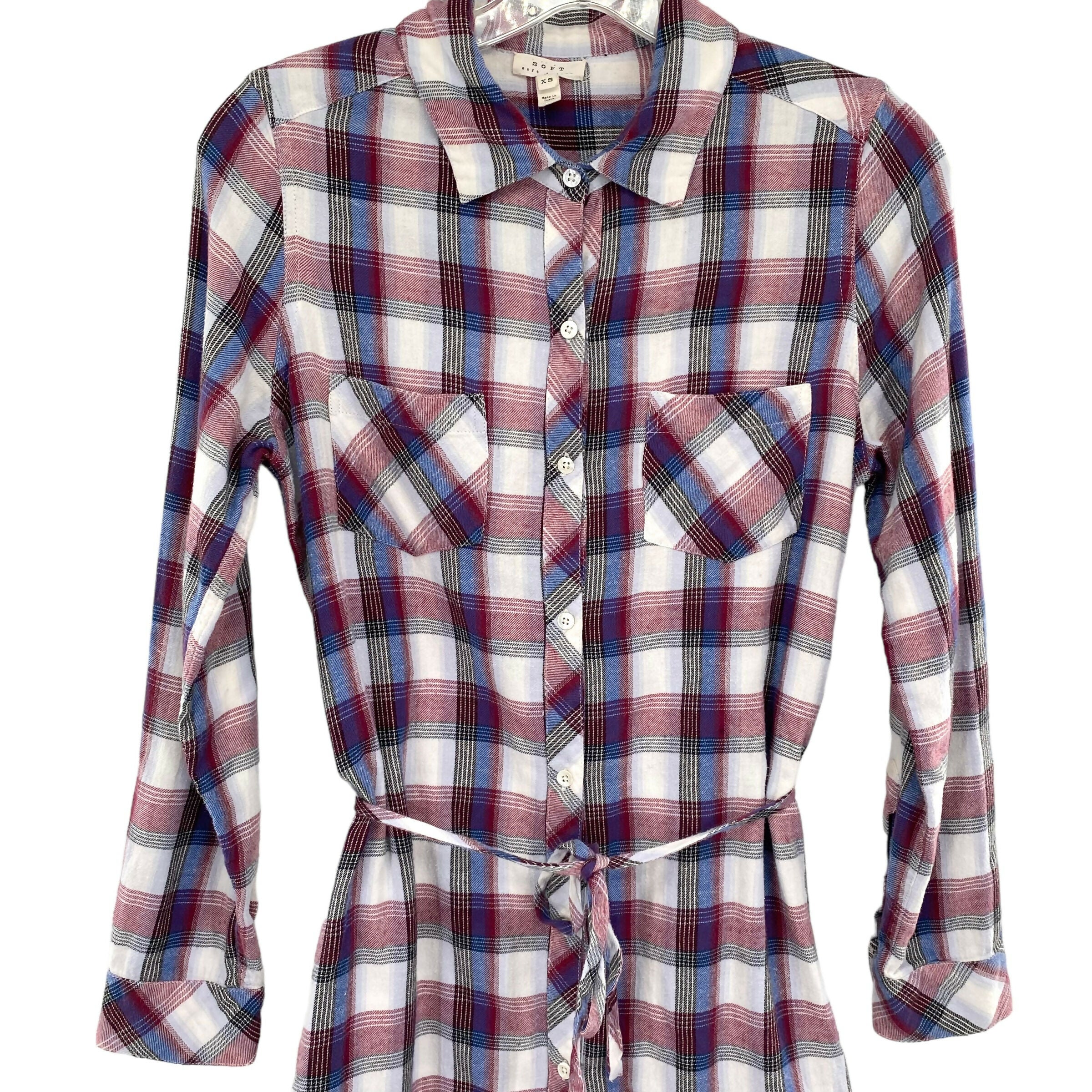 Soft Joie Plaid Carmina Shirtdress - Plaid - Multi/Red Multi - XS
