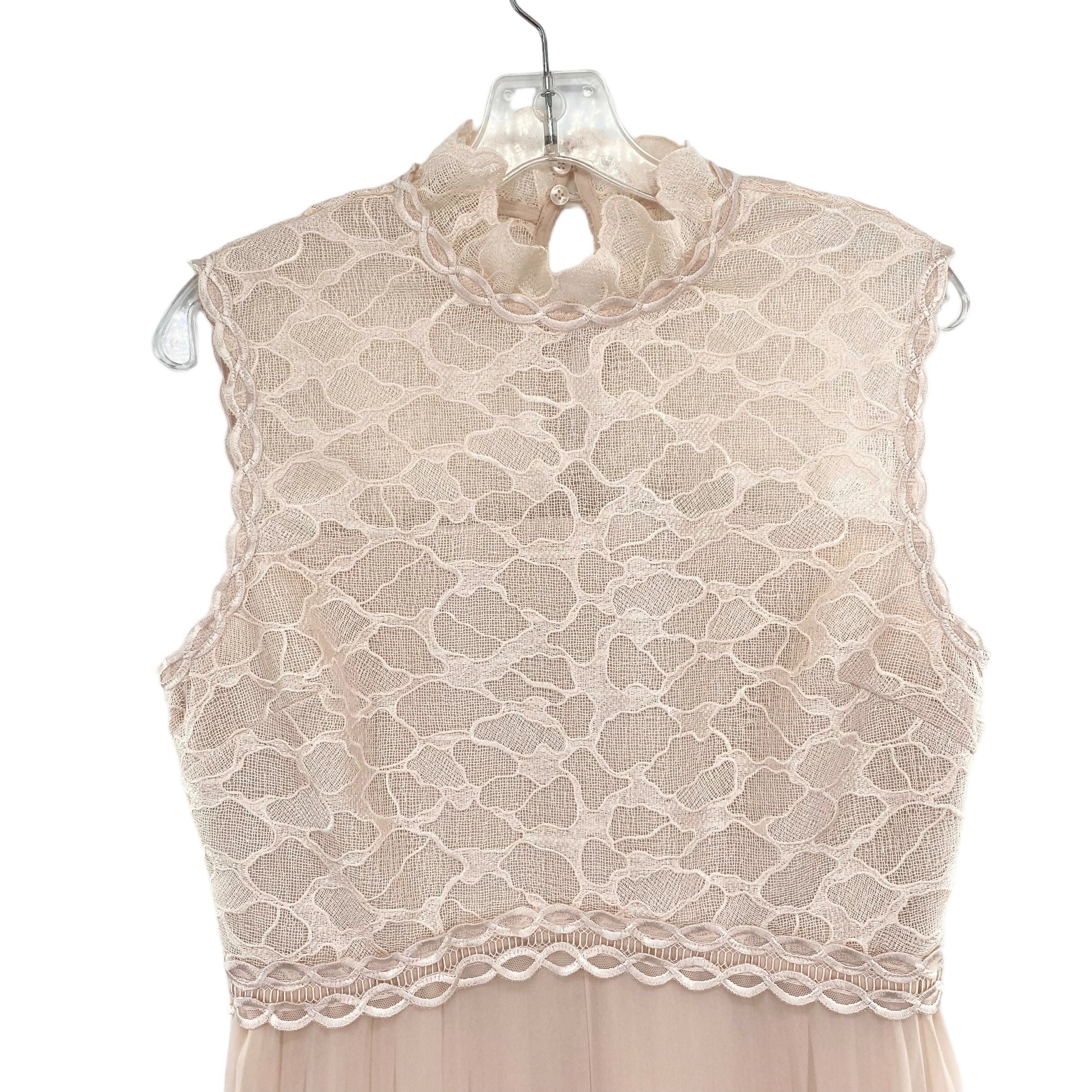 REISS Cream Lace Chiffon Dress Size 10 Long Formal Wedding Party Sleeveless