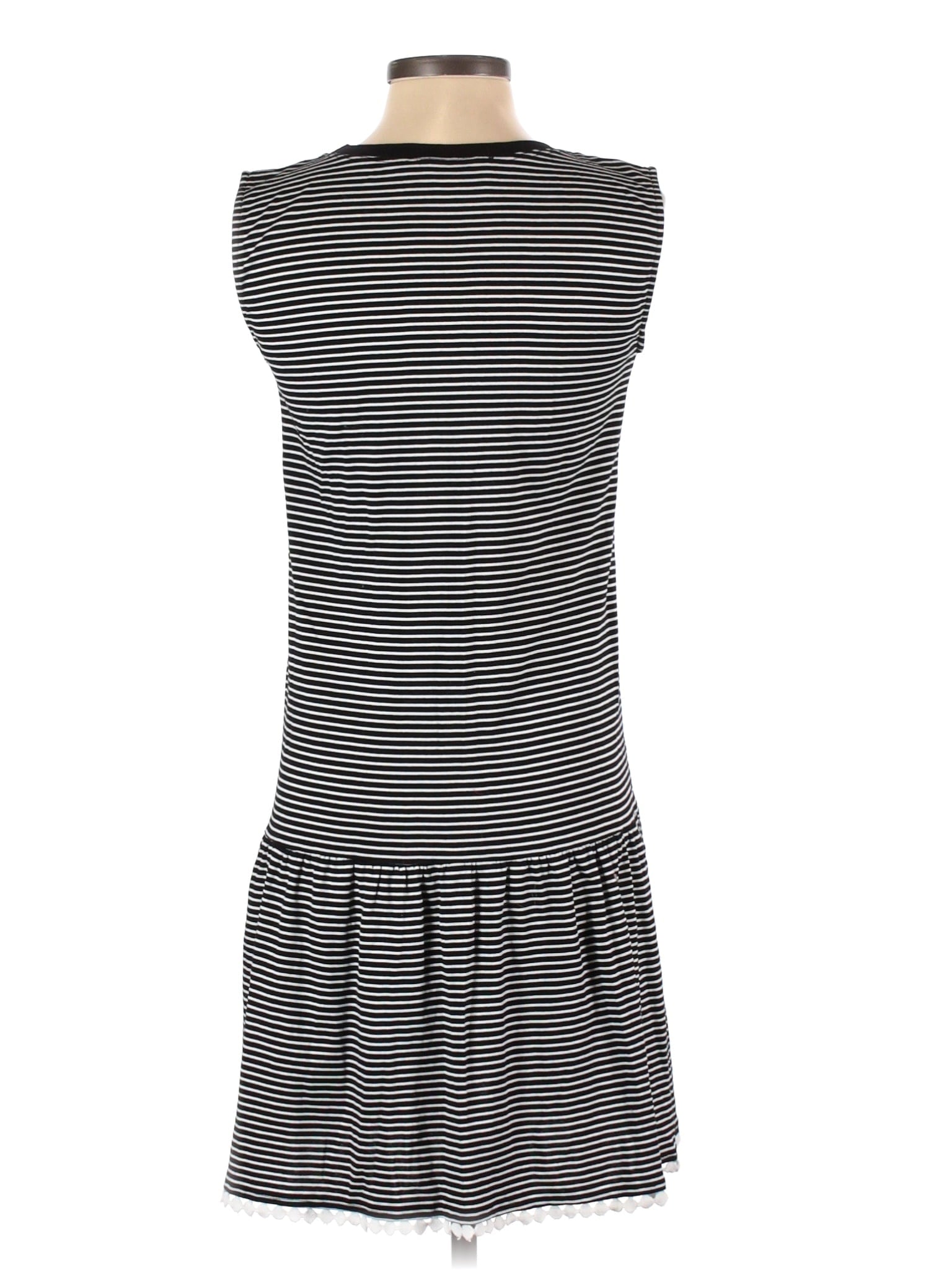 N Nicholas Sleeveless Dropped Waist Embroidered Cotton Dress - Stripes - Multi