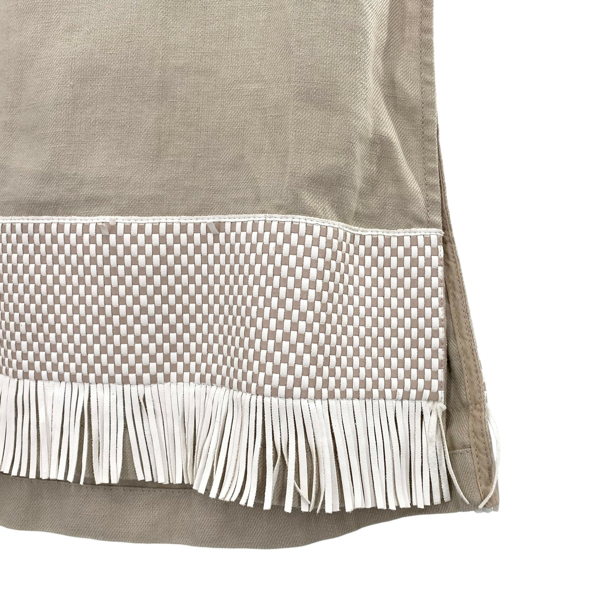 Lafayette 148 New York Sleeveless Splitneck Fringe Trim Linen Tunic - /Beige - XS