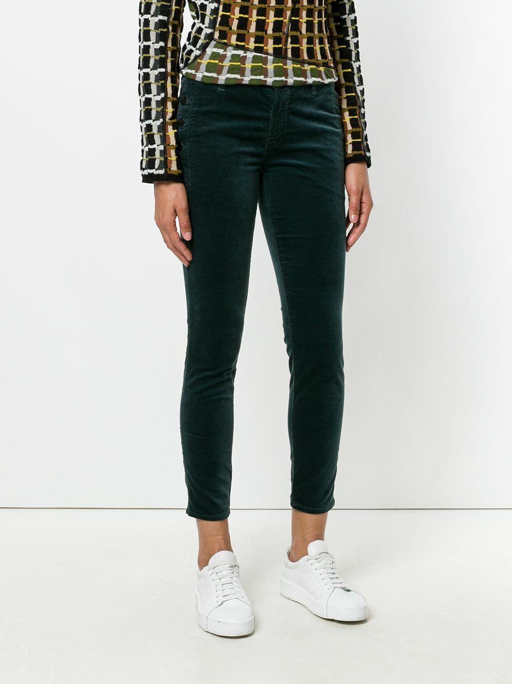 J Brand Zion Mid-Rise Skinny Velvet Jeans - /Green - 27